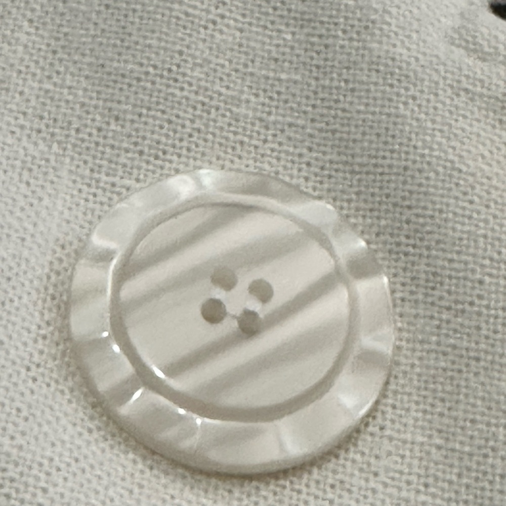 Multiples Ruffled Button Cream And White Linen Bl… - image 5